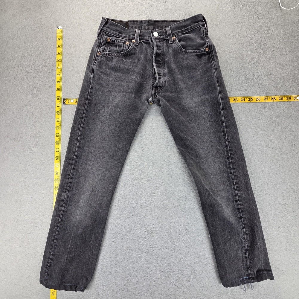 Vintage Levis 501 Jeans Mens Black Made in USA 90s Altered Hem Fits 26x26